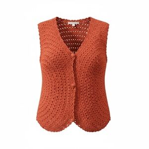 The Limited Rust Crochet Knit Vest